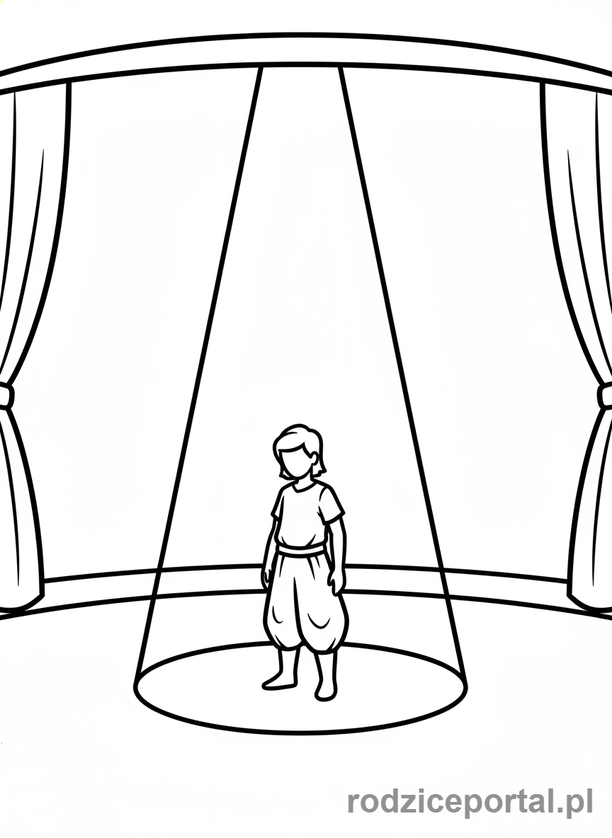 Kolorowanka Drama - Samotna postać na scenie