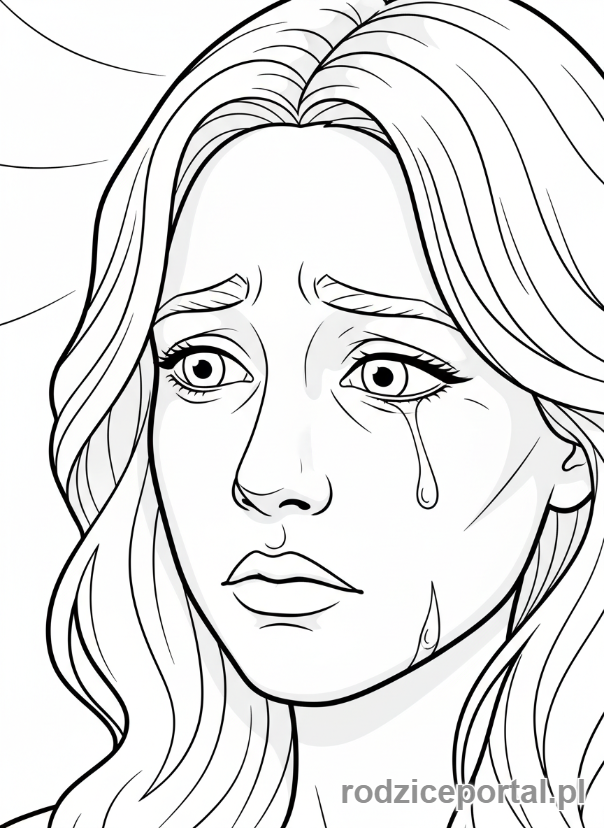 Kolorowanka Drama - Smutna twarz, łza