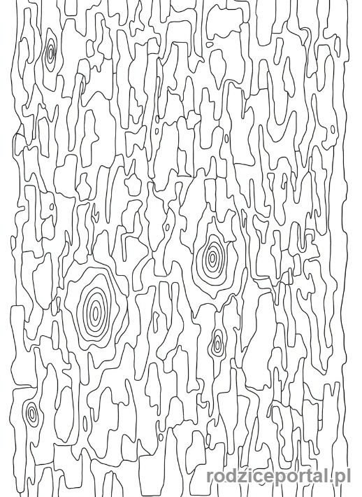 Kolorowanka Drzewa Zadania - Zbliżenie na fakturę kory drzewa.