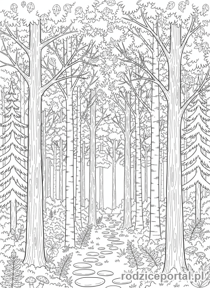 Kolorowanka Drzewo - Gęsty las