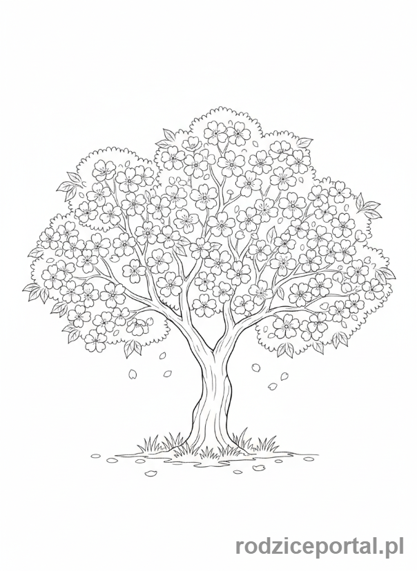 Kolorowanka Drzewo - Kwitnące drzewo