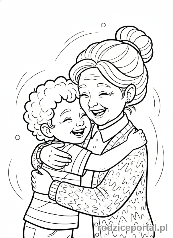 Kolorowanka Dziadkowie - Babcia przytula