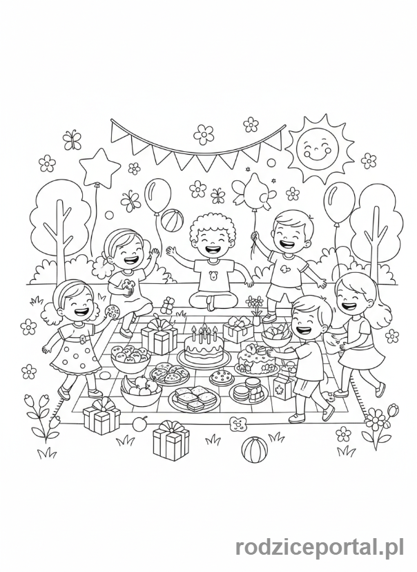 Kolorowanka Dzień Dziecka - Piknik dzieci