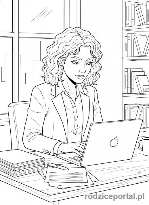 Kolorowanka Dziennikarz - Dziennikarz przy biurku
