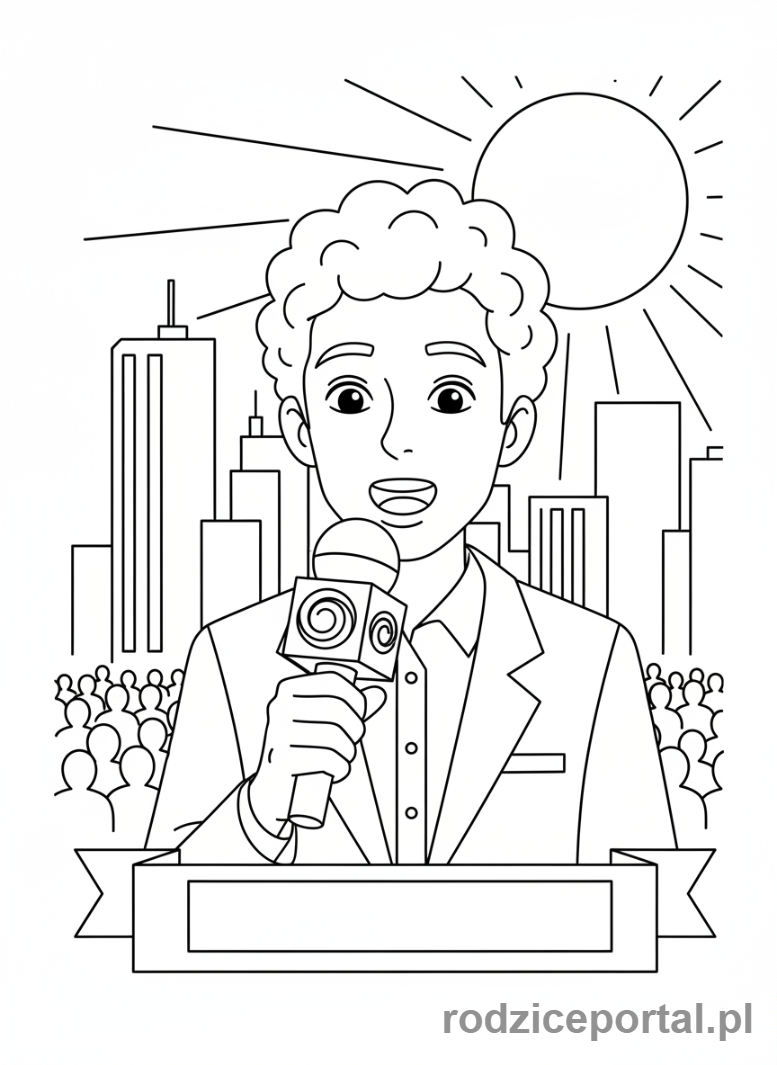 Kolorowanka Dziennikarz - Dziennikarz z mikrofonem