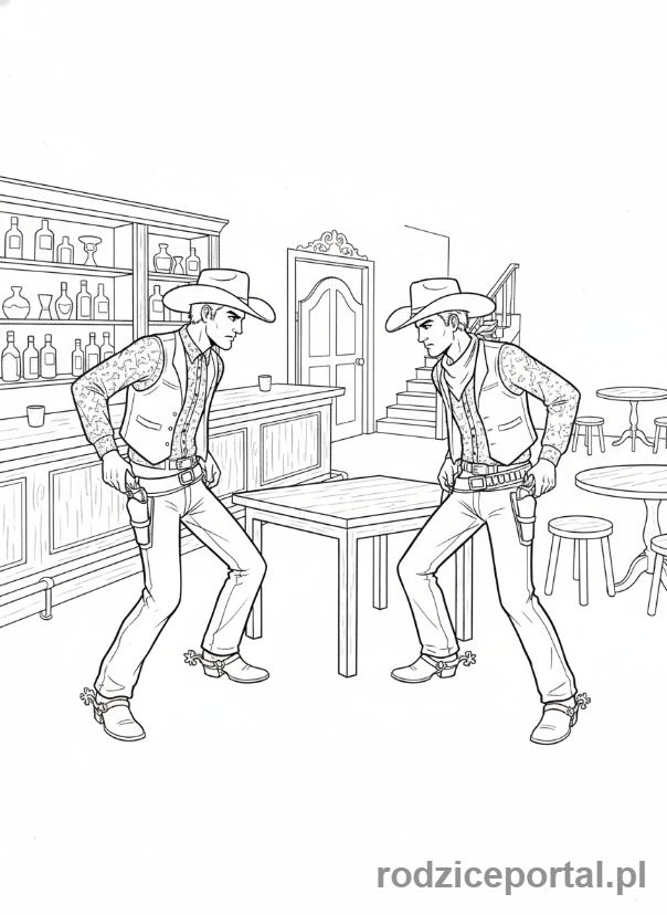 Kolorowanka Dziki Zachód - Kłótnia w saloonie