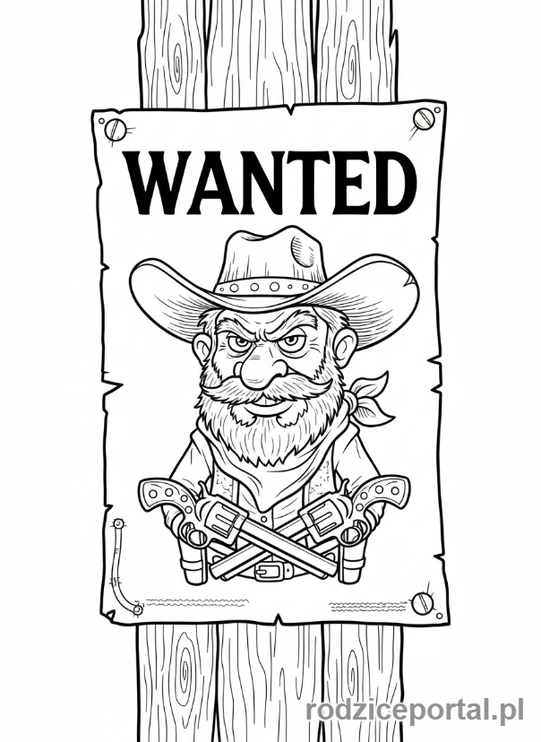 Kolorowanka Dziki Zachód - List gończy