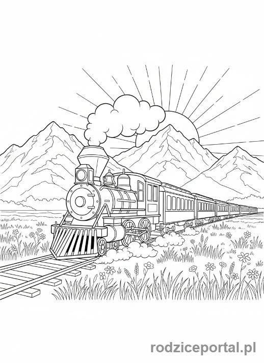 Kolorowanka Dziki Zachód - Pociąg parowy