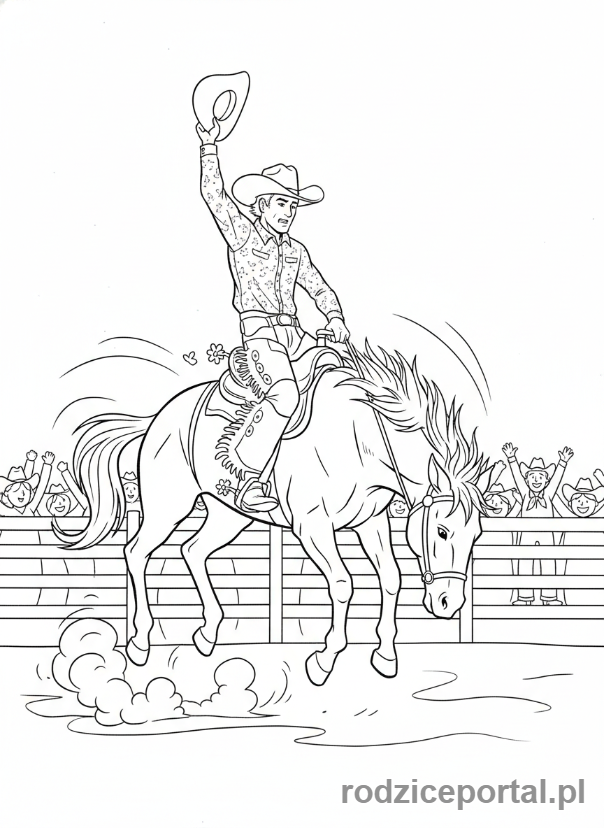 Kolorowanka Dziki Zachód - Rodeo na bronco
