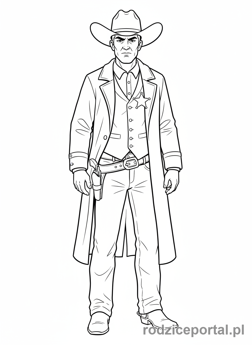 Kolorowanka Dziki Zachód - Szeryf z odznaką