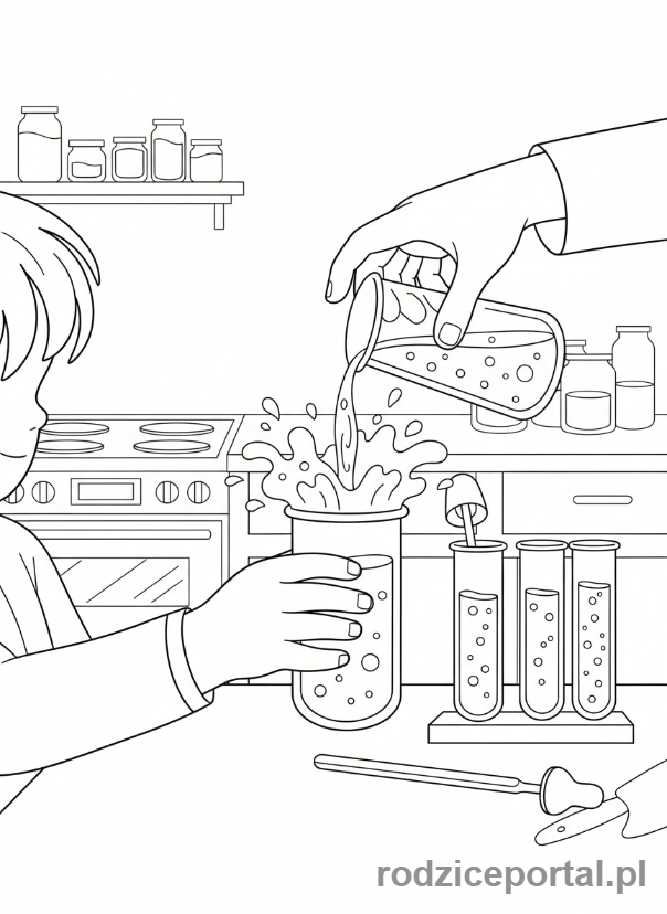 Kolorowanka Edukacja Domowa - Eksperyment naukowy w kuchni