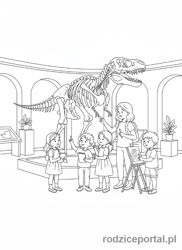 Kolorowanka Edukacja Domowa - Wizyta w muzeum (edukacja domowa)
