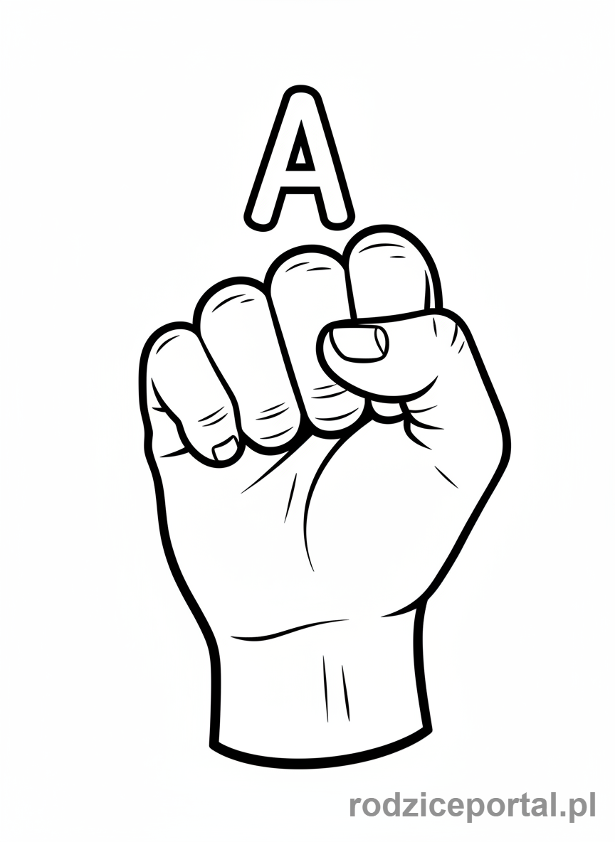 Kolorowanka Edukacja Wizualna - Jezyk_migowy_znak_A