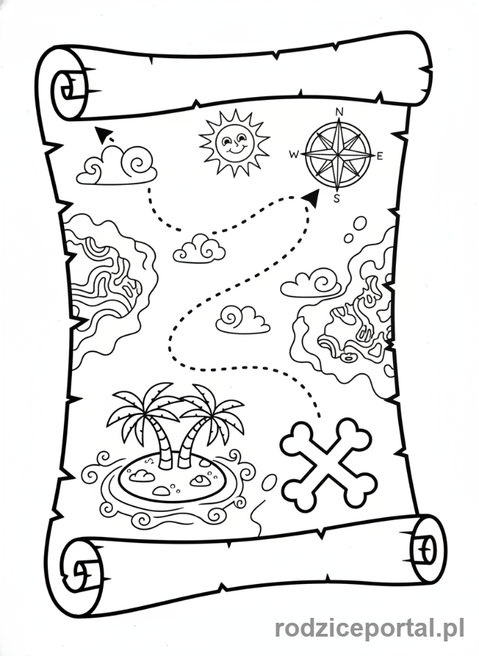 Kolorowanka Edukacja Wizualna - Mapa_skarbow