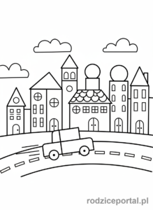 Kolorowanka Edukacja Wizualna - Miasto_z_figur_geometrycznych