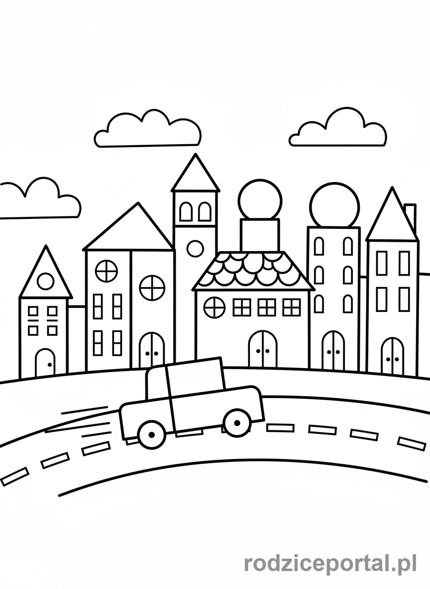 Kolorowanka Edukacja Wizualna - Miasto_z_figur_geometrycznych