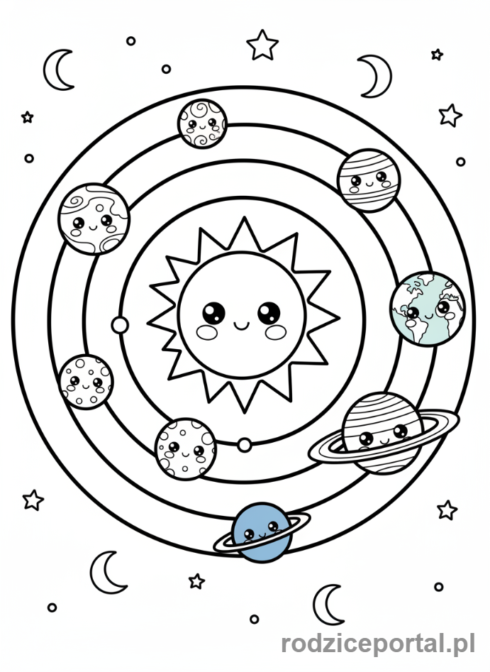 Kolorowanka Edukacja Wizualna - Uklad_sloneczny