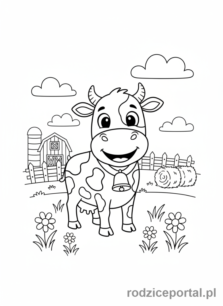 Kolorowanka Edukacyjne Do Druku - Krówka na farmie