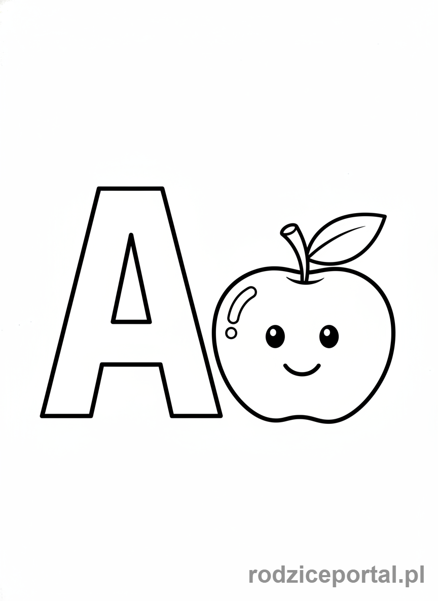 Kolorowanka Edukacyjne Do Druku - Literka A i jabłko