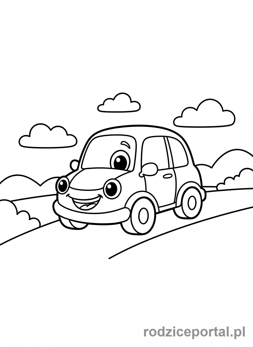 Kolorowanka Edukacyjne Do Druku - Samochód jedzie