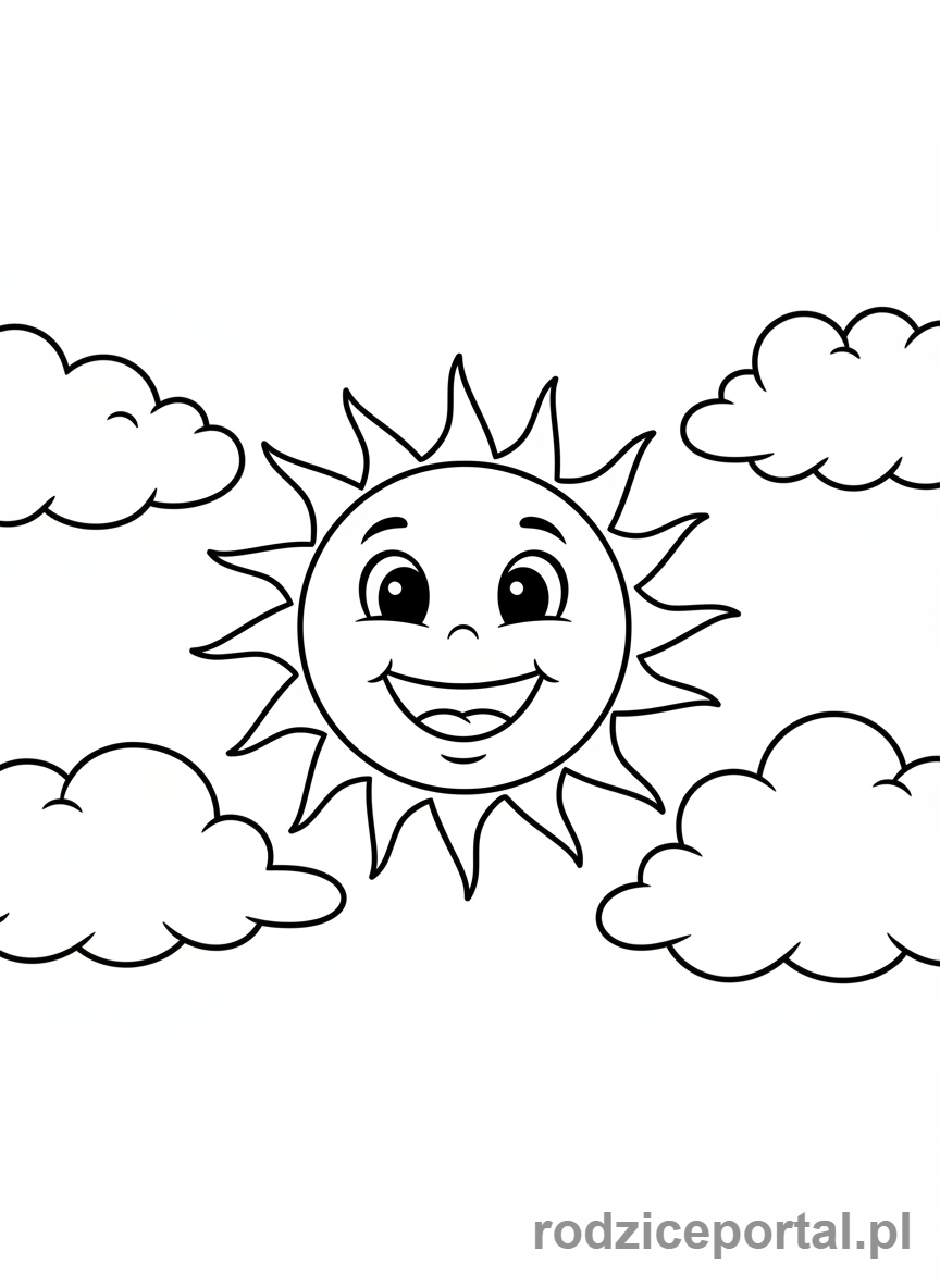 Kolorowanka Edukacyjne Do Druku - Słońce i chmurki