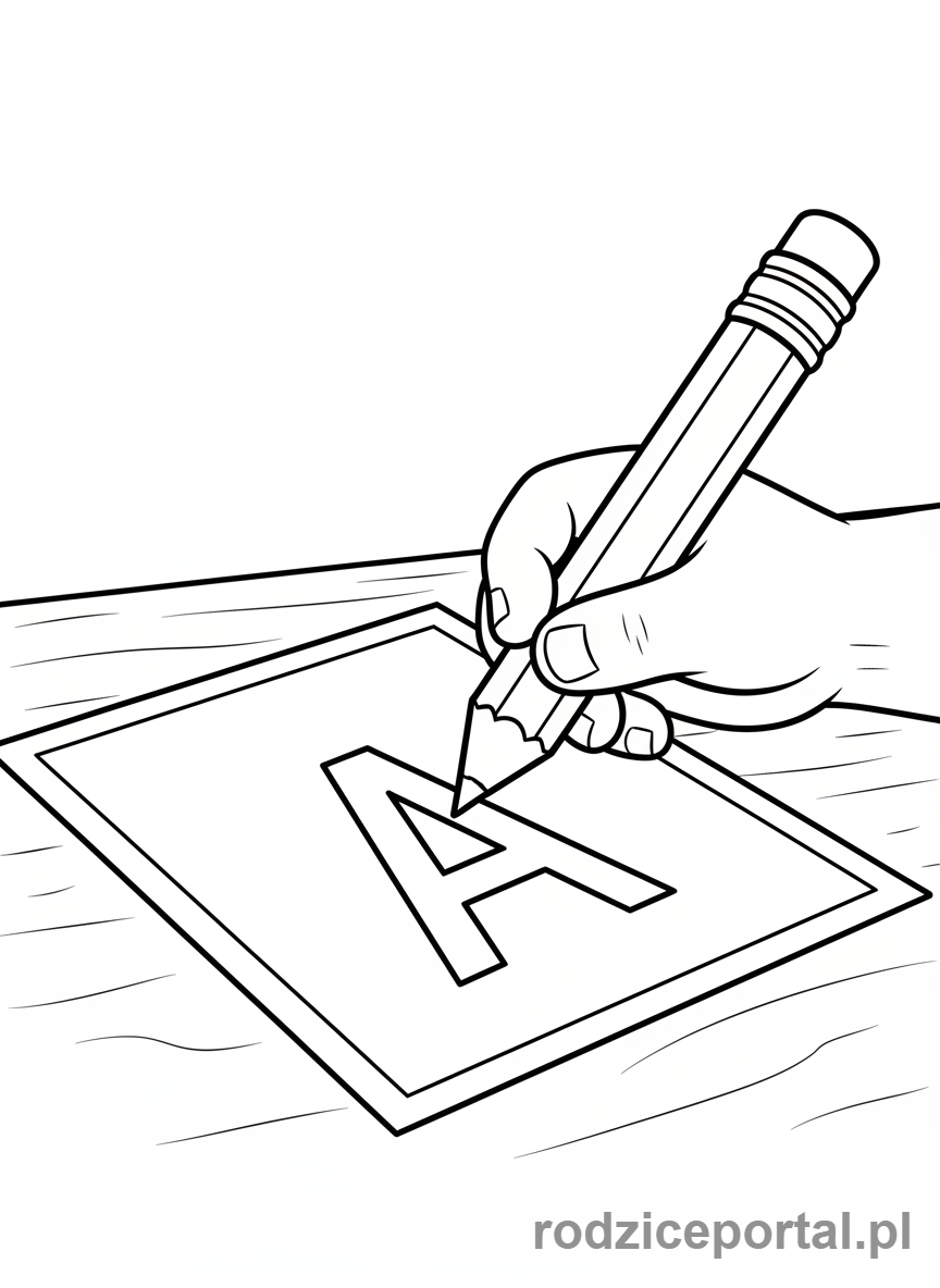 Kolorowanka Edukacyjne - Dziecko pisze litere A