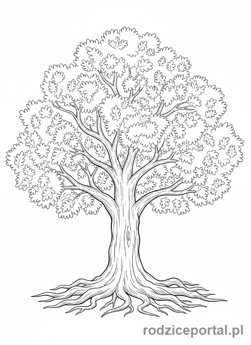 Kolorowanka Edukacyjne Pdf - Duże drzewo dębu