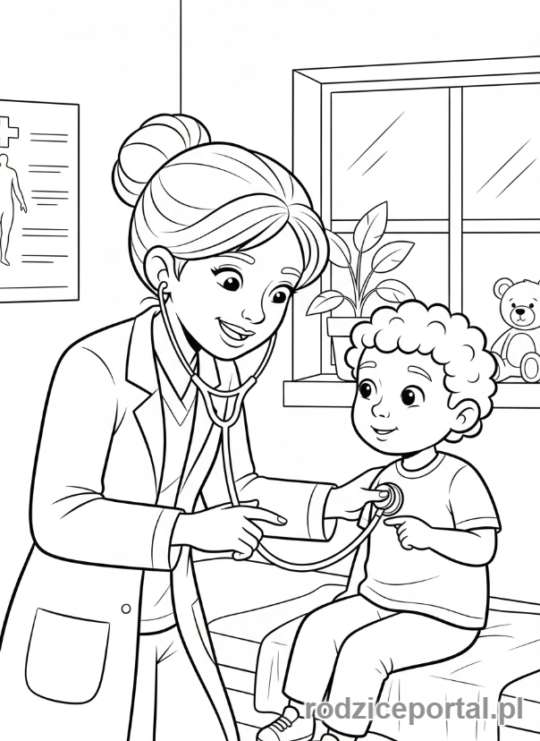 Kolorowanka Edukacyjne Pdf - Lekarz bada dziecko