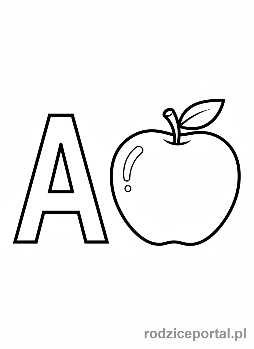 Kolorowanka Edukacyjne Pdf - Litera A z jabłkiem