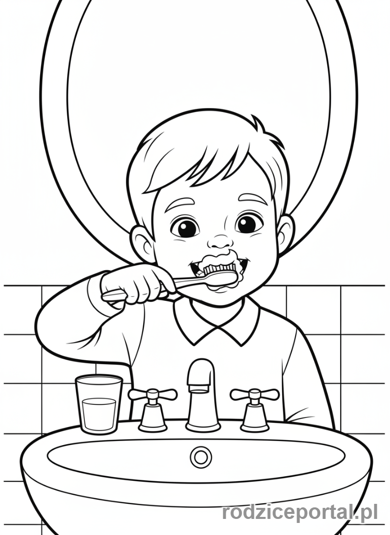 Kolorowanka Ekologia Dla Dzieci - Dziecko oszczedza wode