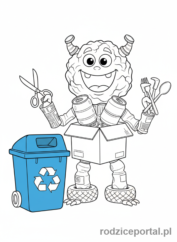 Kolorowanka Ekologia Dla Dzieci - Potwor ze smieci