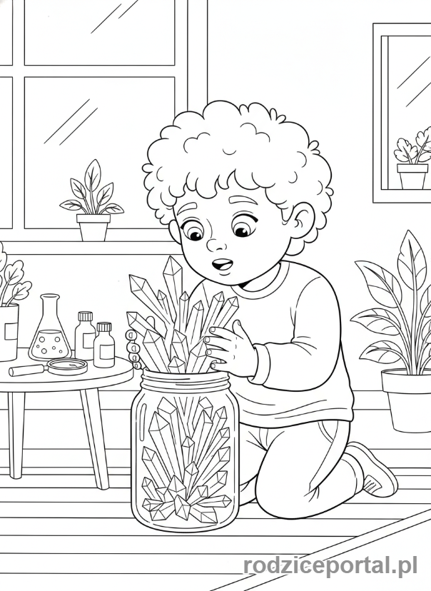 Kolorowanka Eksperymenty - Hodowla kryształów