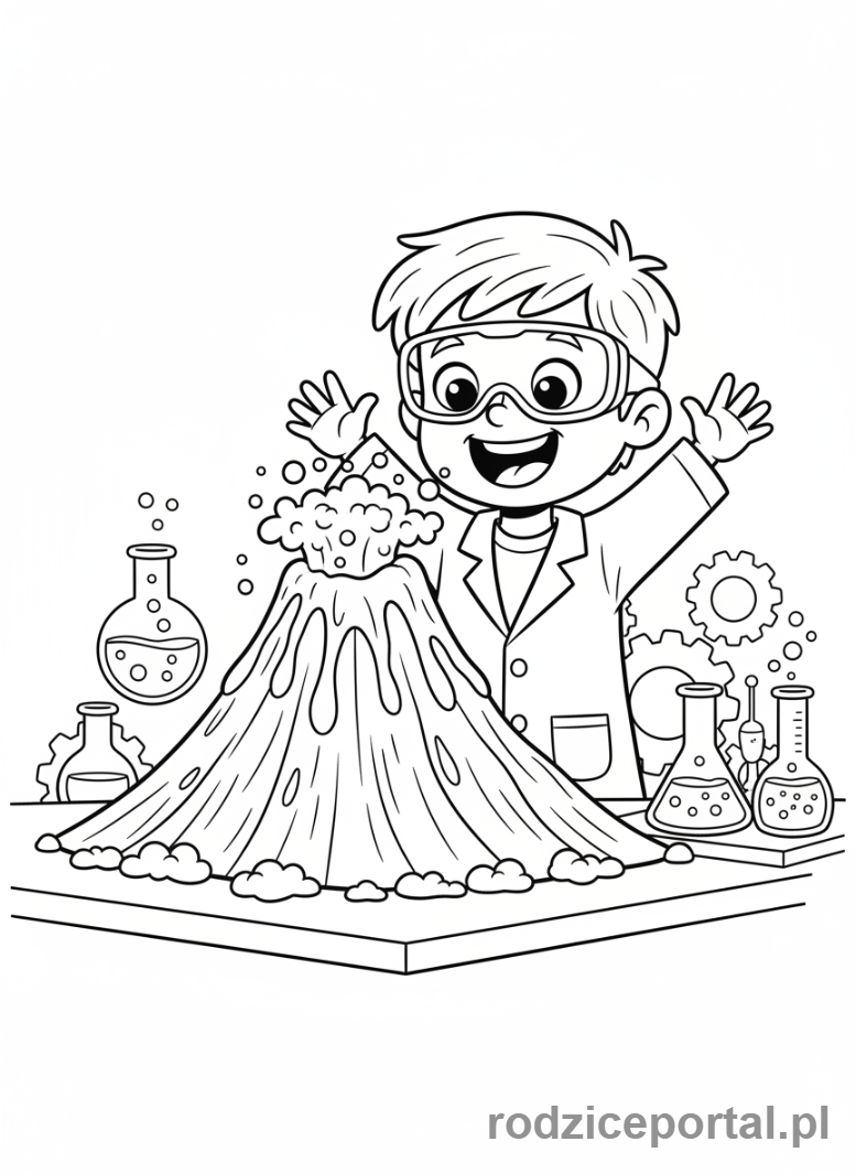 Kolorowanka Eksperymenty - Wybuch wulkanu z sody