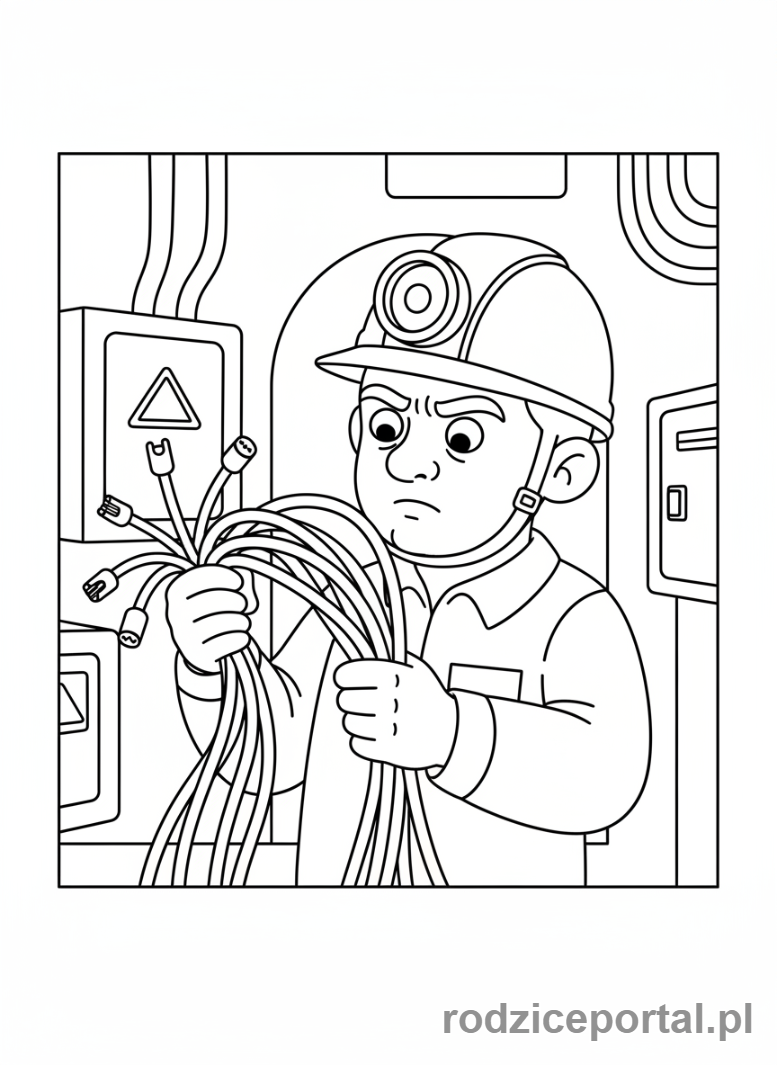 Kolorowanka Elektryk - Elektryk z latarką