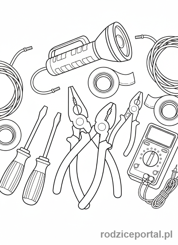Kolorowanka Elektryk - Narzędzia elektryka