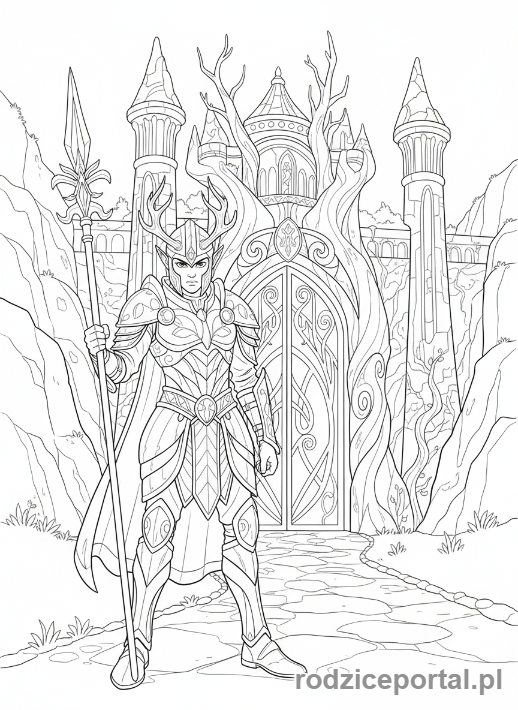 Kolorowanka Elf - Elf wojownik na straży