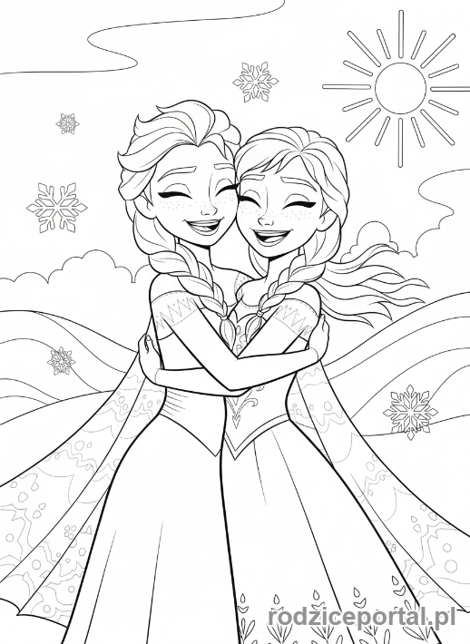 Kolorowanka Elsa - Elsa Anna razem