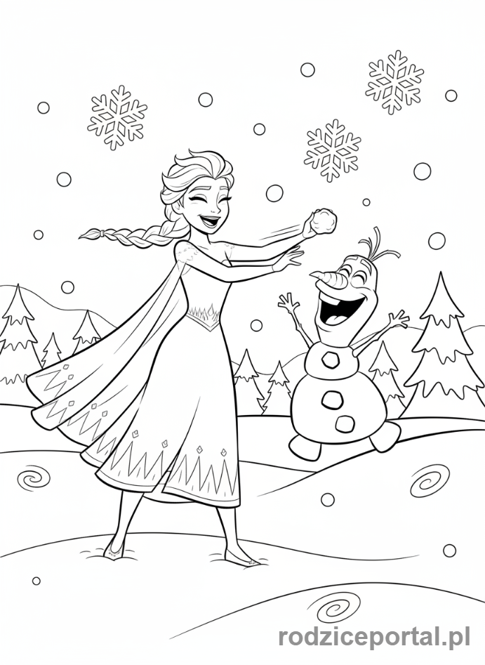 Kolorowanka Elsa - Elsa Olaf zabawa