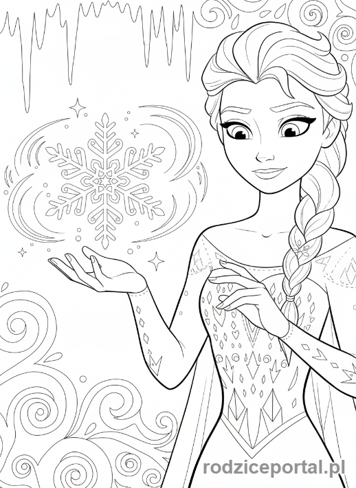 Kolorowanka Elsa - Elsa tworzy sniezynke
