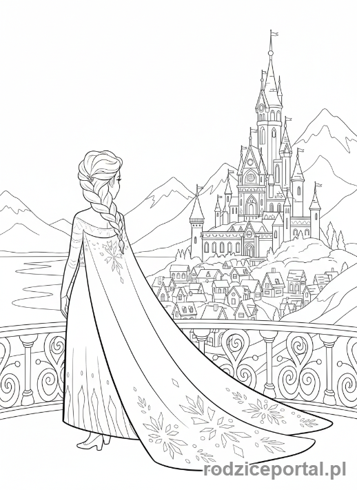 Kolorowanka Elsa - Elsa zamek Arendelle