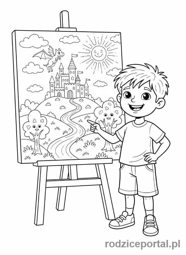 Kolorowanka Emocje Codzienne - Dziecko dumne z rysunku