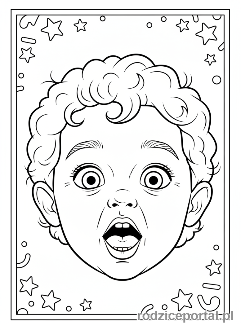 Kolorowanka Emocje Codzienne - Dziecko zaskoczone zbliżenie