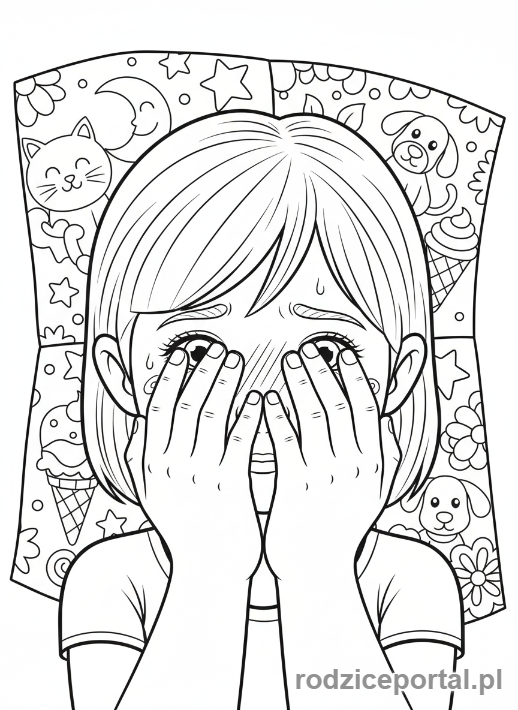 Kolorowanka Emocje Codzienne - Dziewczynka wstydzi się