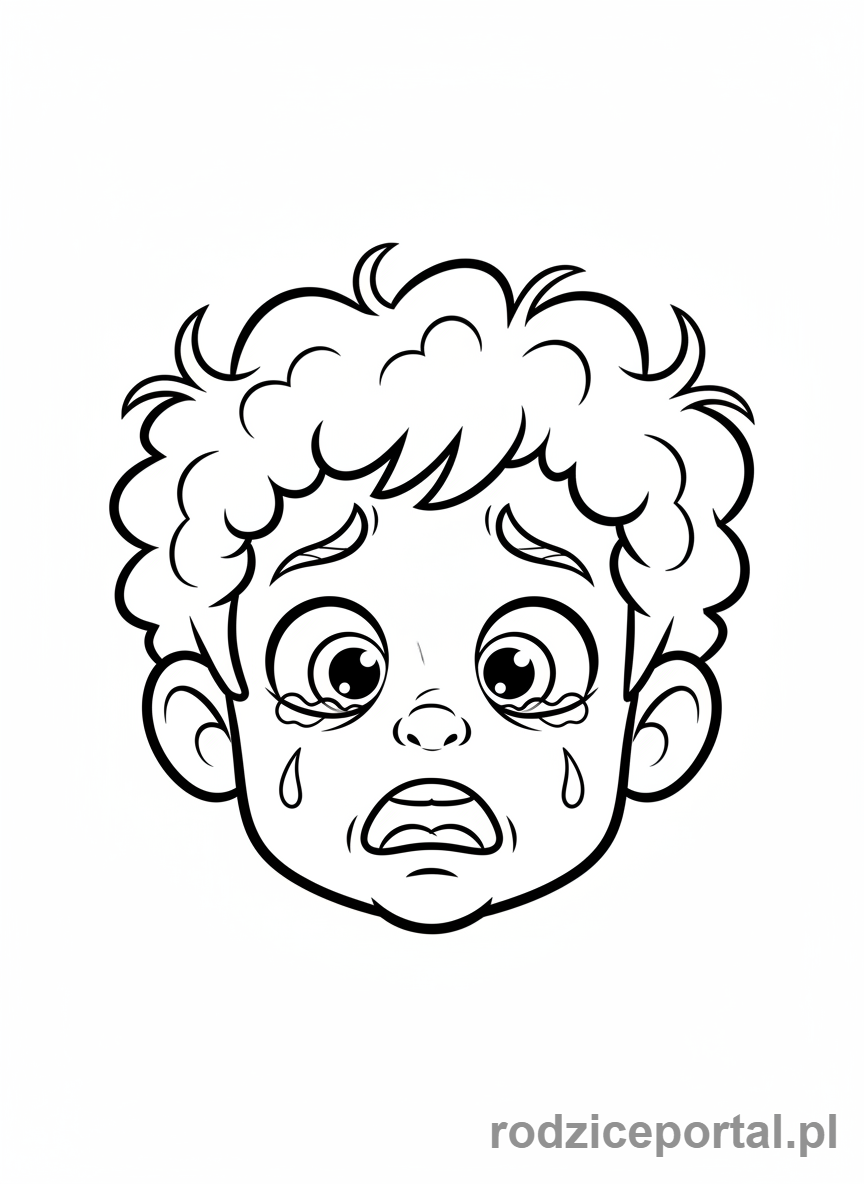 Kolorowanka Emocje Dla Dzieci - Przestraszona buzia, szerokie oczy