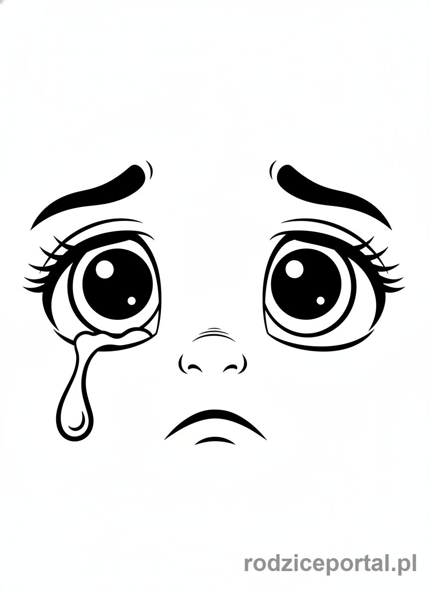 Kolorowanka Emocje Dla Dzieci - Smutne oczy z łzą