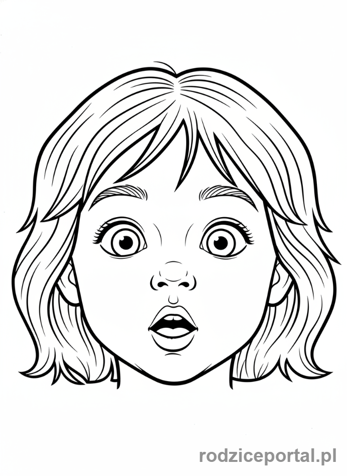 Kolorowanka Emocje Dla Dzieci - Zdziwiona buzia, uniesione brwi