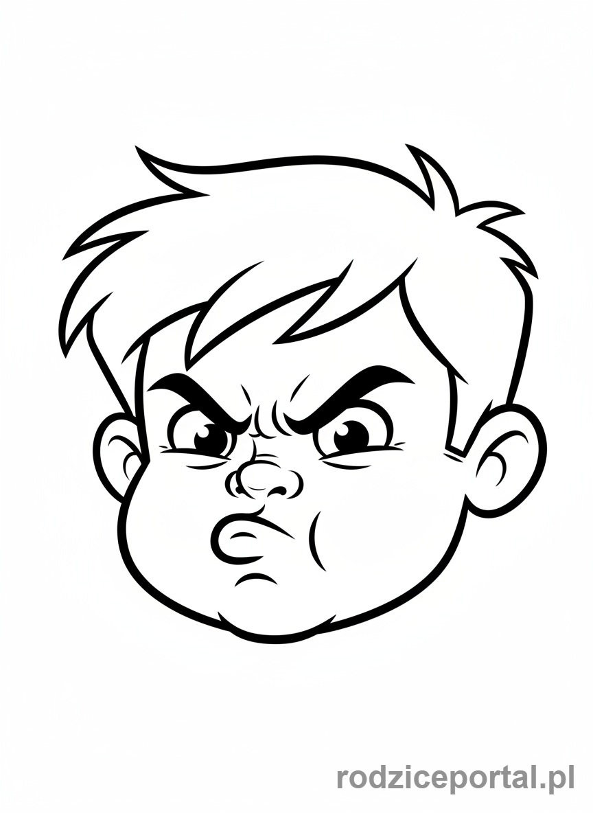 Kolorowanka Emocje Dla Dzieci - Zmarszczona buzia złości