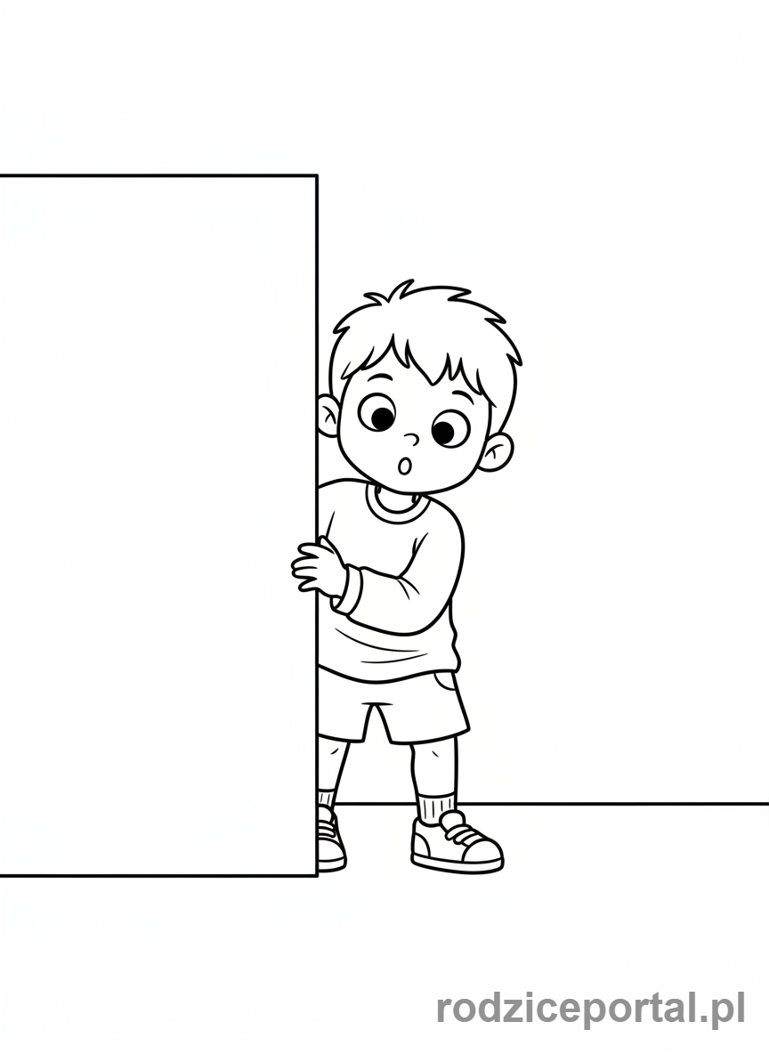 Kolorowanka Emocje Mimika - Ciekawe dziecko zaglądające