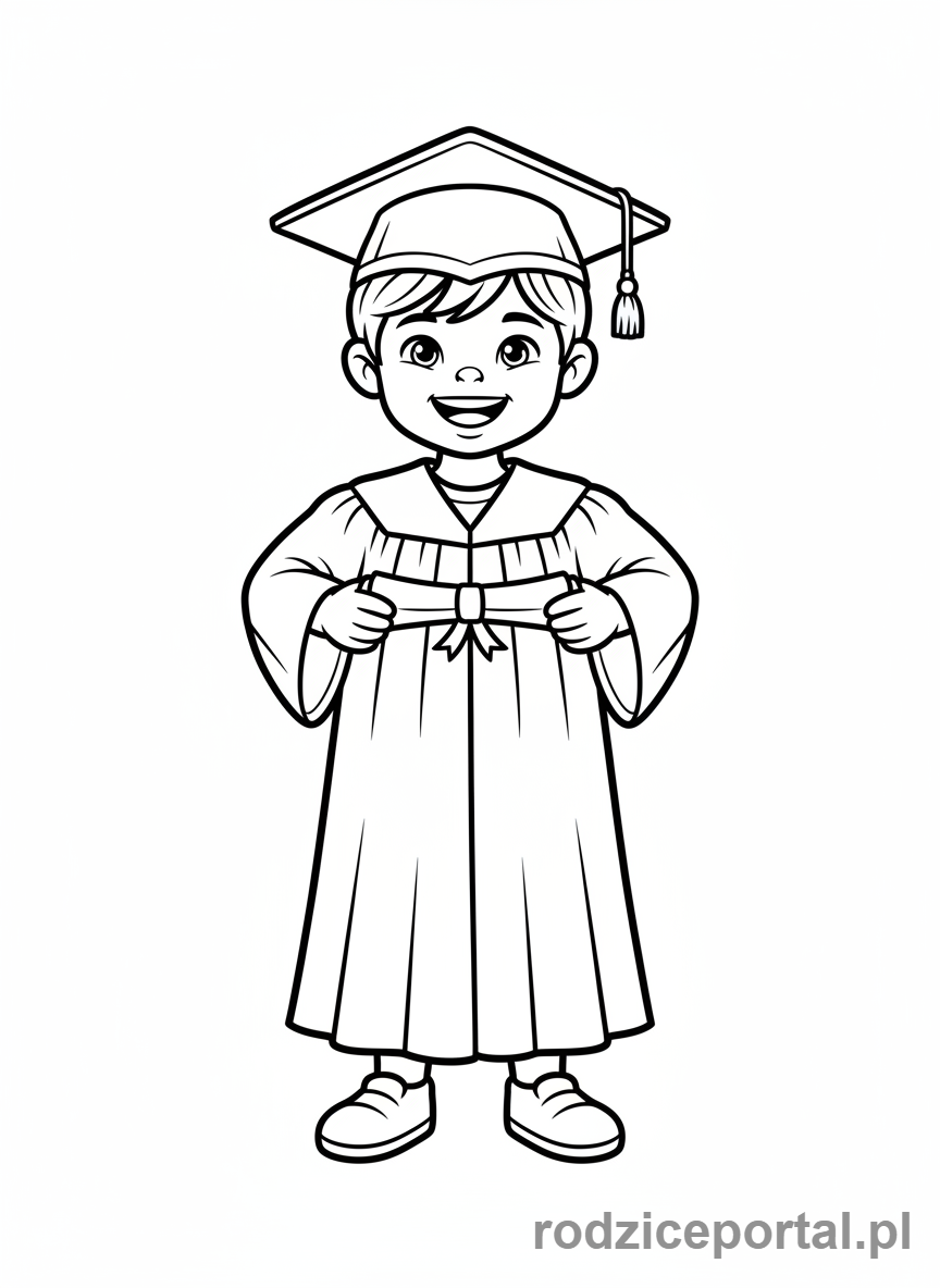 Kolorowanka Emocje Mimika - Dumne dziecko z dyplomem