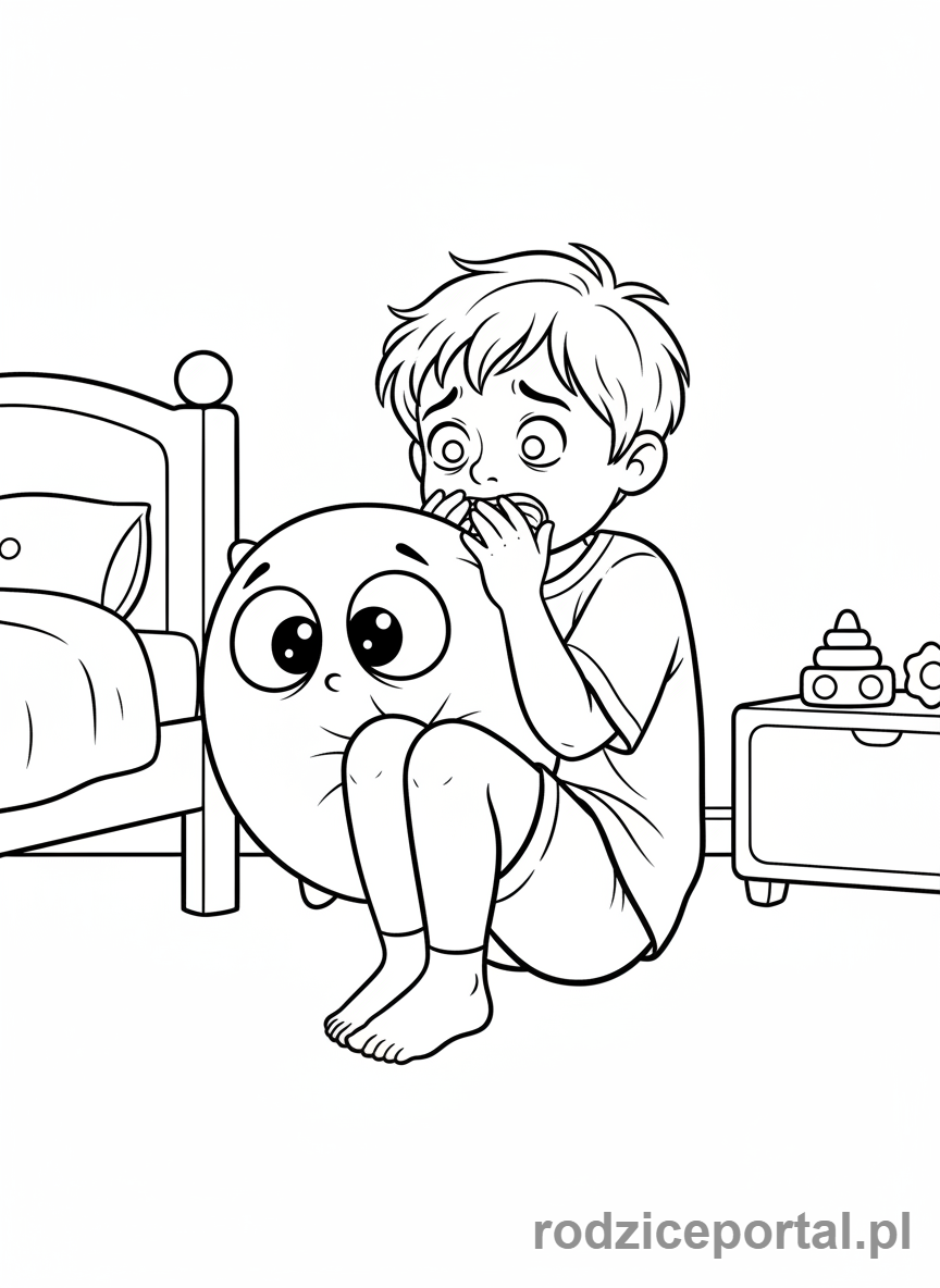 Kolorowanka Emocje Mimika - Przestraszona postać chowająca się